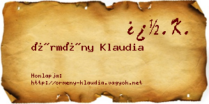 Örmény Klaudia névjegykártya